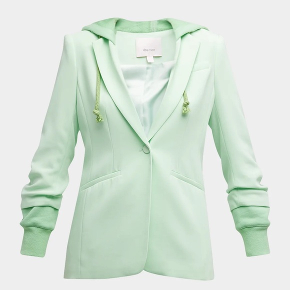 CINQ À SEPT Hooded Khloe Jacket In Green Papaya - Picture 3 of 10